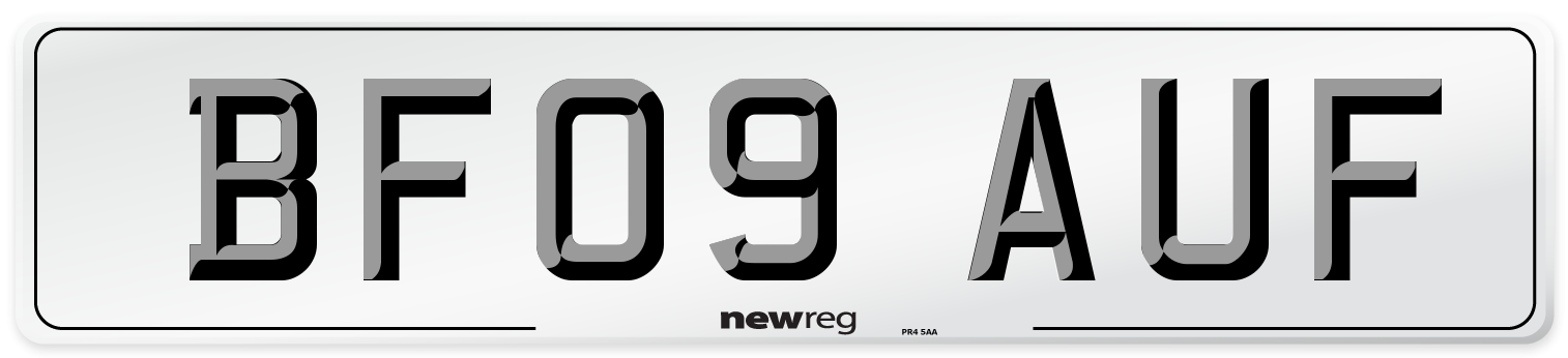 BF09 AUF Number Plate from New Reg